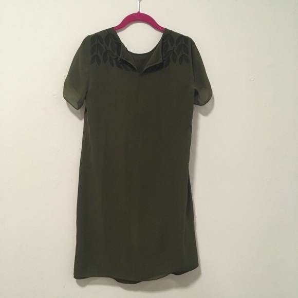 Madewell Green Silk Leaf Dress S - Picture 8 of 8